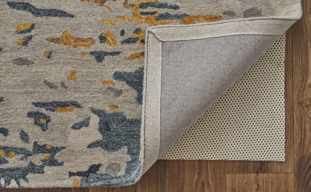 5' x 8' Wool Abstract Tufted Handmade Stain Resistant Area Rug - Gray Yellow And Blue