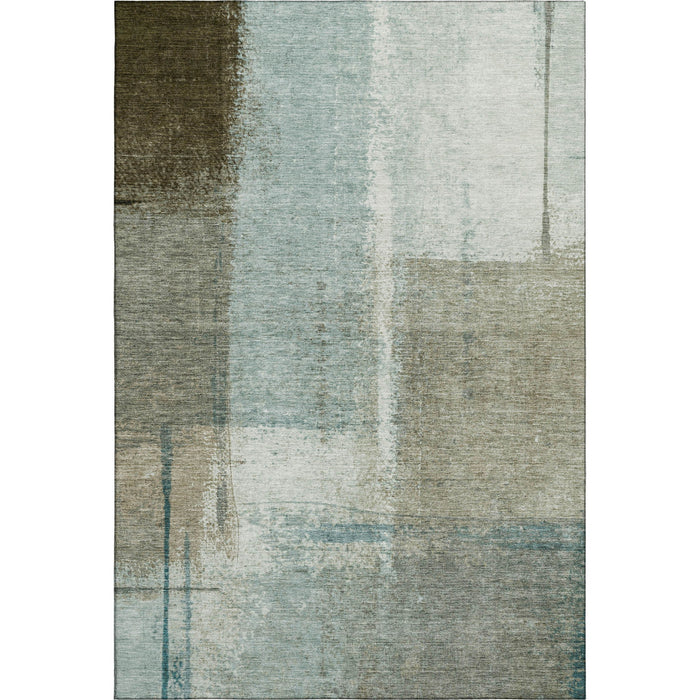 10' X 14' Abstract Washable Area Rug With UV Protection (710640) - Pale Aqua / Beige / Ivory