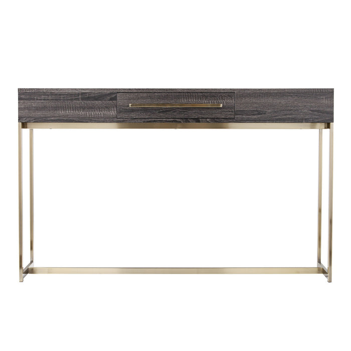 Frame Console Table Drawers - Gray / Gold