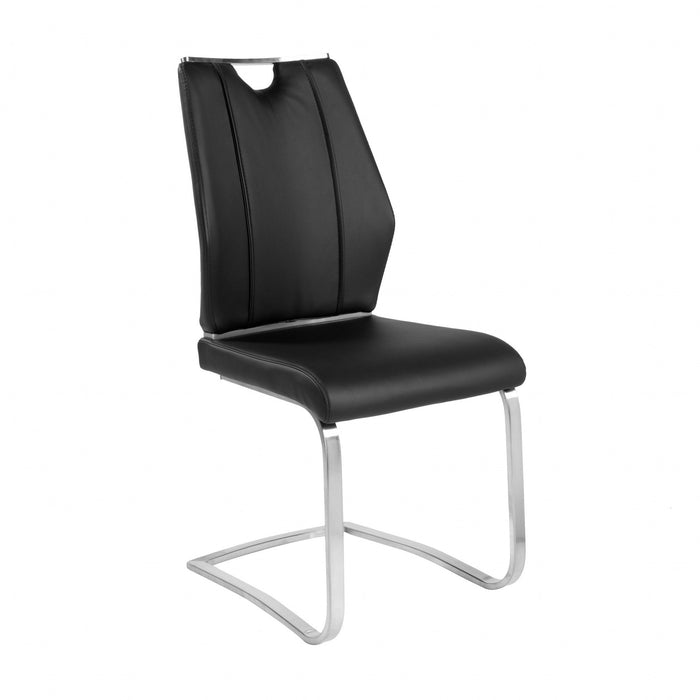 Contemporary Upholstered Leather Dining Side Chairs (Set of 2) - Black