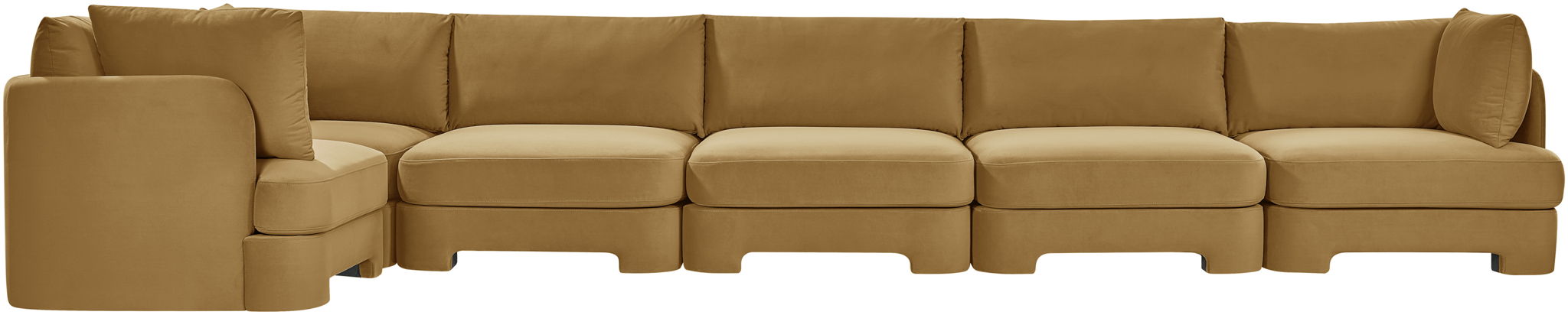Meridian Furniture Hammond velvet performance fabric L-shaped sectional sofa with six stationary pieces, stylish and comfortable for living room.
