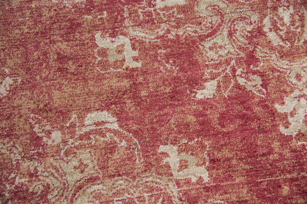 10' X 13' New Zealand Lambs Wool Medallion Hand Carved Handmade Area Rug (747446) - Red / Beige