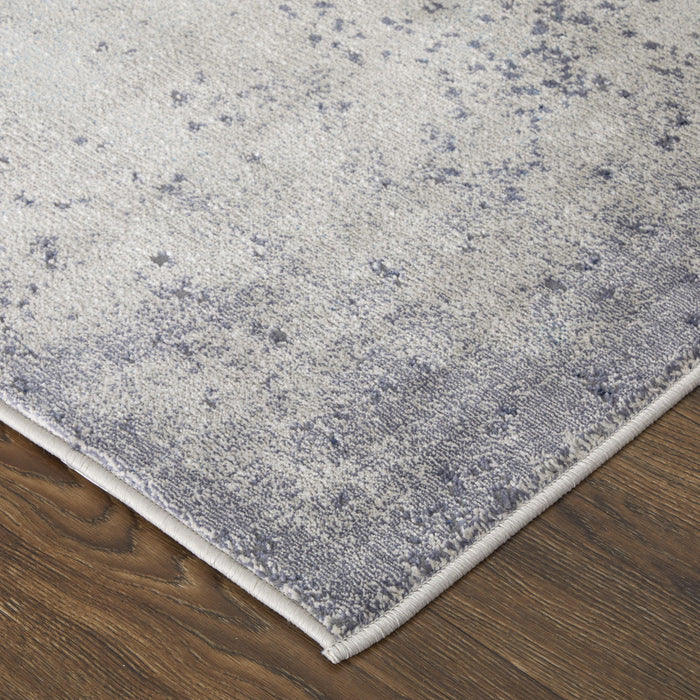 12' x 15' Abstract Power Loom Area Rug - Ivory And Blue