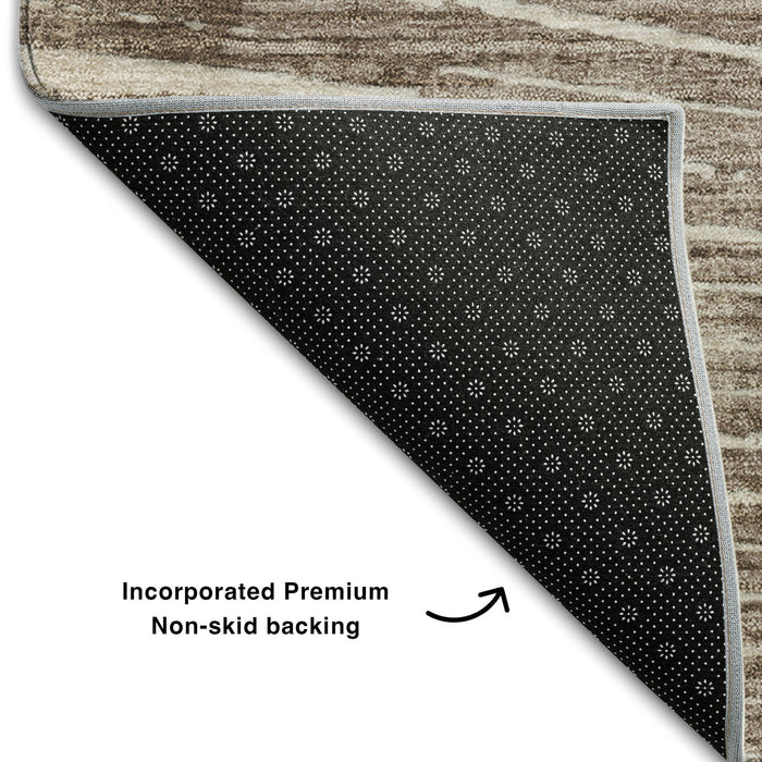 10' X 14' Geometric Washable Area Rug With UV Protection (648352) - Taupe / Ivory