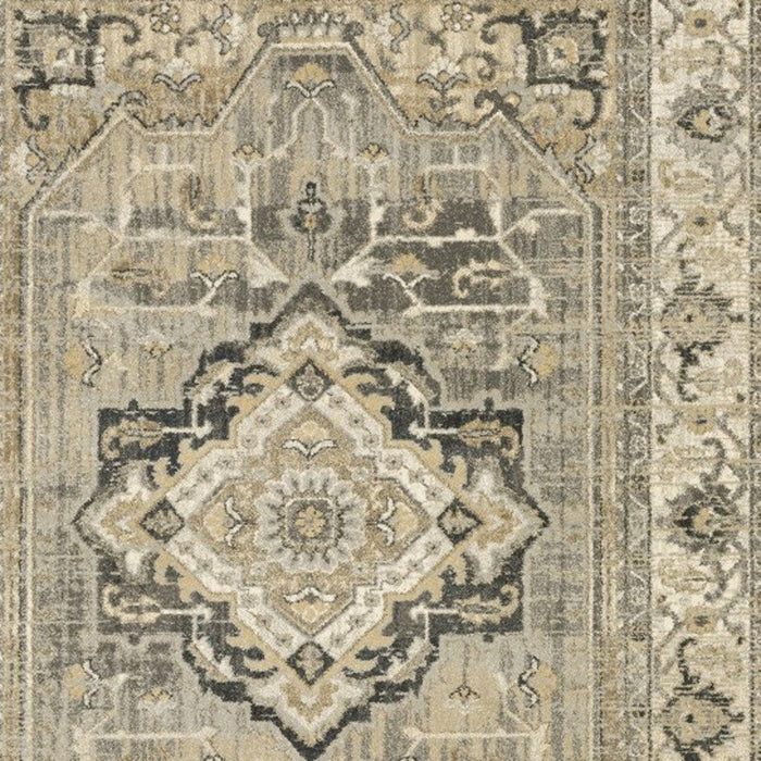 10' x 13' Traditional Medallion Indoor Area Rug - Beige And Gray