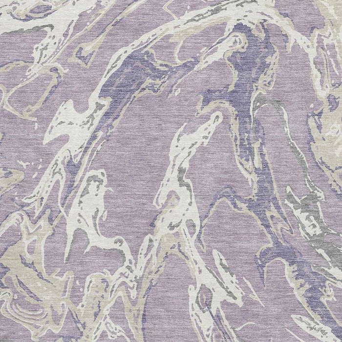 10' X 14' Abstract Washable Area Rug With UV Protection (681257) - Lavender / Ivory / Beige