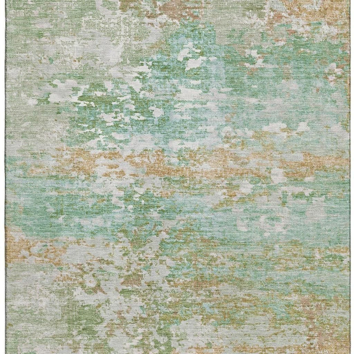 10' X 14' Abstract Washable Area Rug With UV Protection (704987) - Teal / Ivory / Copper
