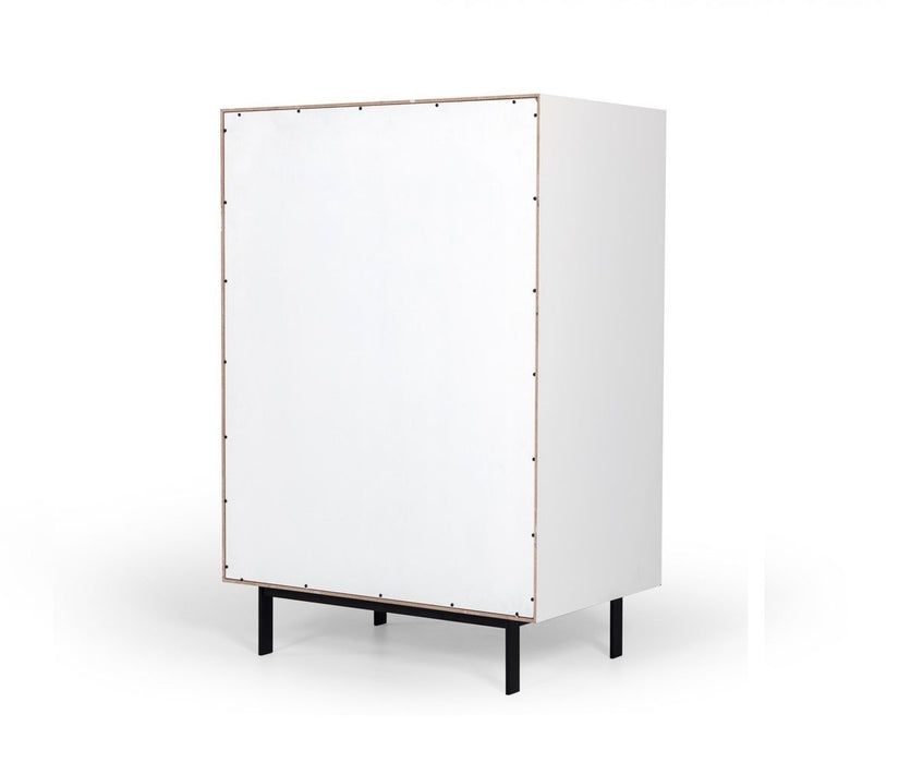 Solid Wooden Five Drawer Chest - White