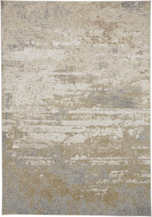 9' x 12' Abstract Area Rug - Ivory Gold And Gray