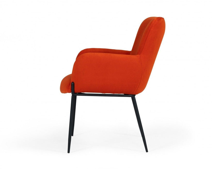 Upholstered Fabric Dining Arm Chair - Orange
