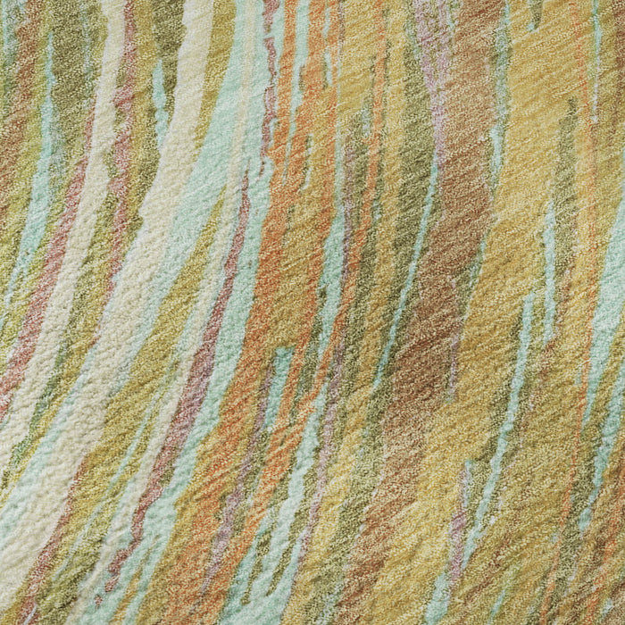 10' X 14' Abstract Washable Area Rug With UV Protection (717626) - Gold / Copper