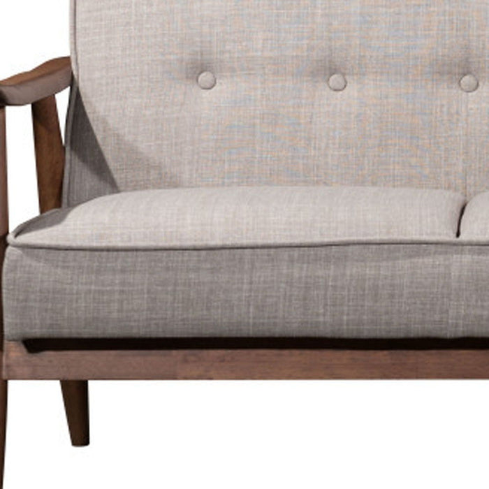 Polyester Sofa With Brown Legs - Beige