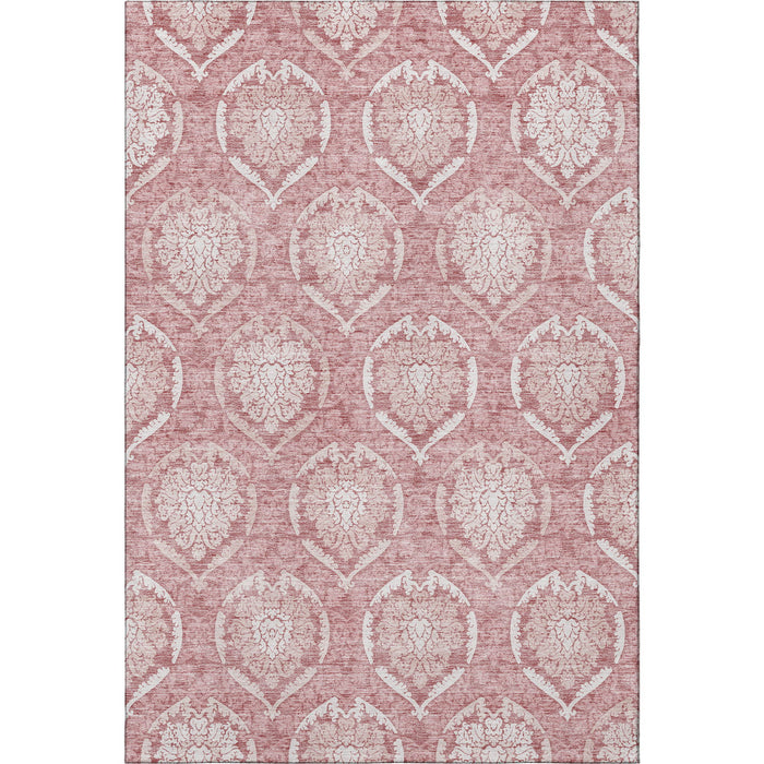 10' X 14' Medallion Washable Area Rug With UV Protection - Pink And Ivory