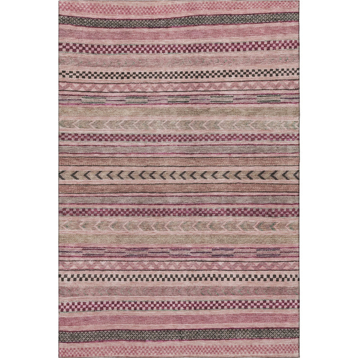 10' X 14' Striped Washable Area Rug With UV Protection (695192) - Pink / Gray