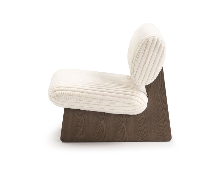 Faux Fur Manufactured Wood Lounge Chair - White / Ash Gray