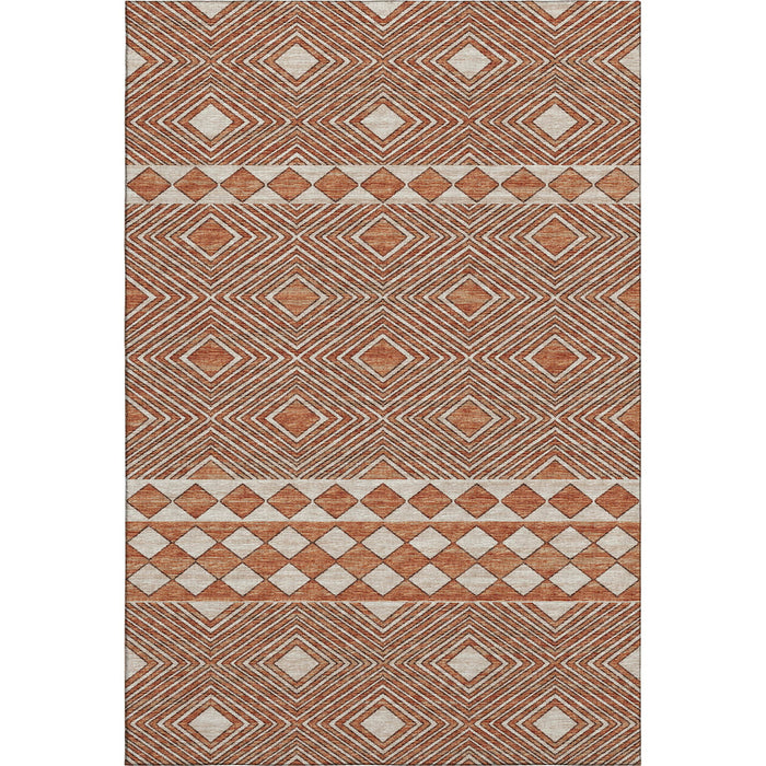 10' X 14' Tribal Washable Area Rug With UV Protection (644760) - Burnt Sienna / Ivory