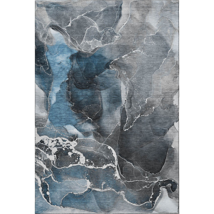 10' X 14' Abstract Washable Area Rug With UV Protection (646662) - Blue / Charcoal