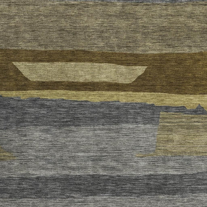 10' X 14' Striped Washable Area Rug With UV Protection (699634) - Gray / Copper / Brown