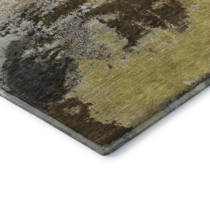 10' X 14' Abstract Washable Area Rug With UV Protection (699676) - Brown / Gray / Gold