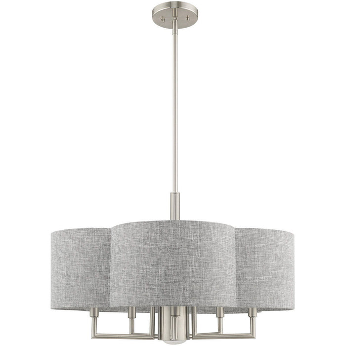 18'' Six-Light Dimmable Chandelier With Shades - Nickel