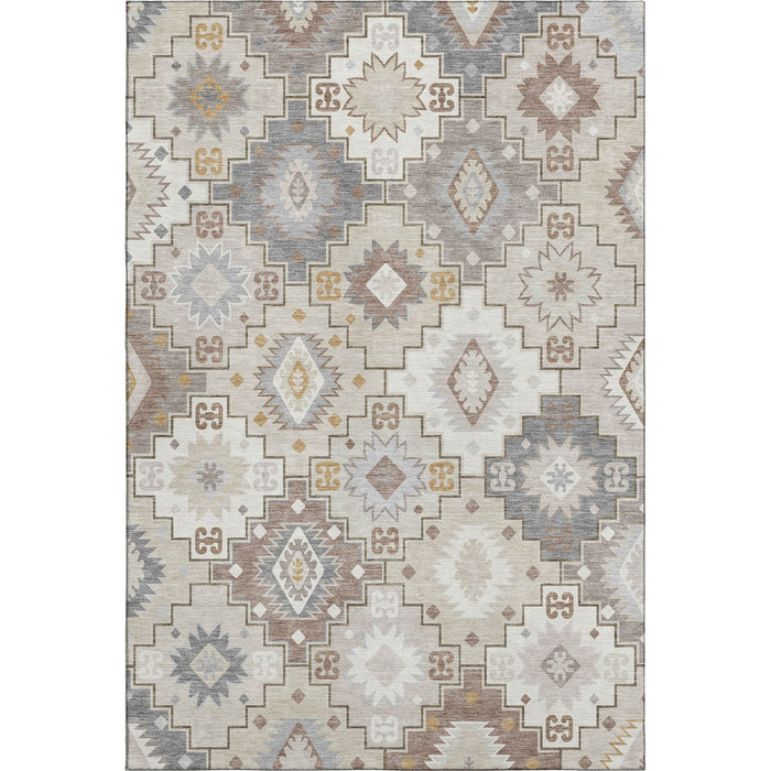10' X 14' Geometric Washable Area Rug With UV Protection (718659) - Ivory / Gray