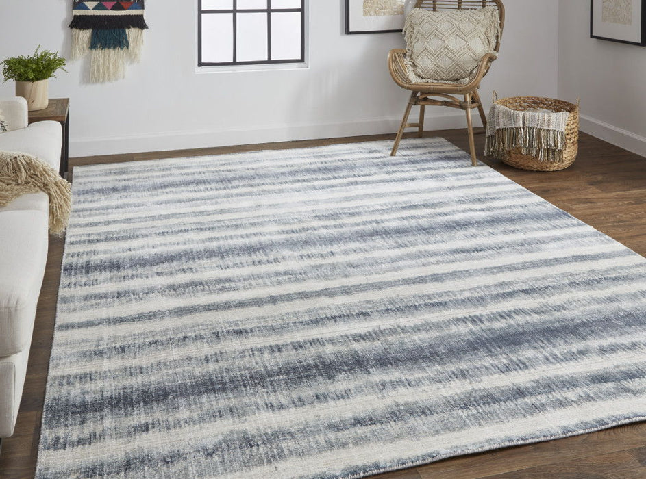 4' x 6' Abstract Hand Woven Area Rug - Ivory And Blue