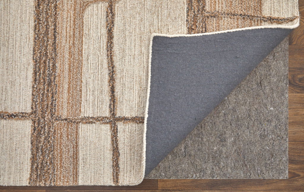 2' X 3' Wool Geometric Hand Tufted Area Rug (567632) - Brown / Tan / Ivory