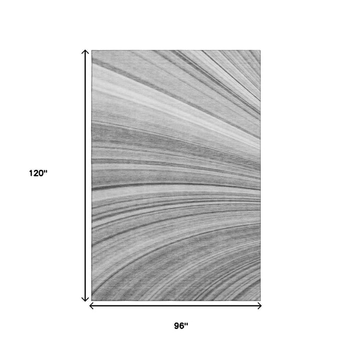 8' X 10' Abstract Washable Area Rug With UV Protection (650348) - Gray / Ivory