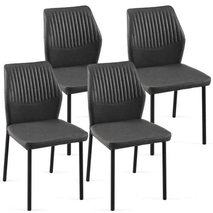 Set of modern Giga dining chairs with armless design and metal legs, ideal for living rooms and kitchens.