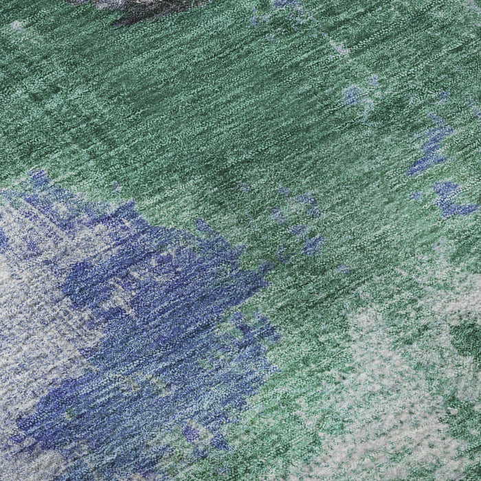 10' X 14' Abstract Washable Area Rug With UV Protection (699694) - Green / Purple / Brown