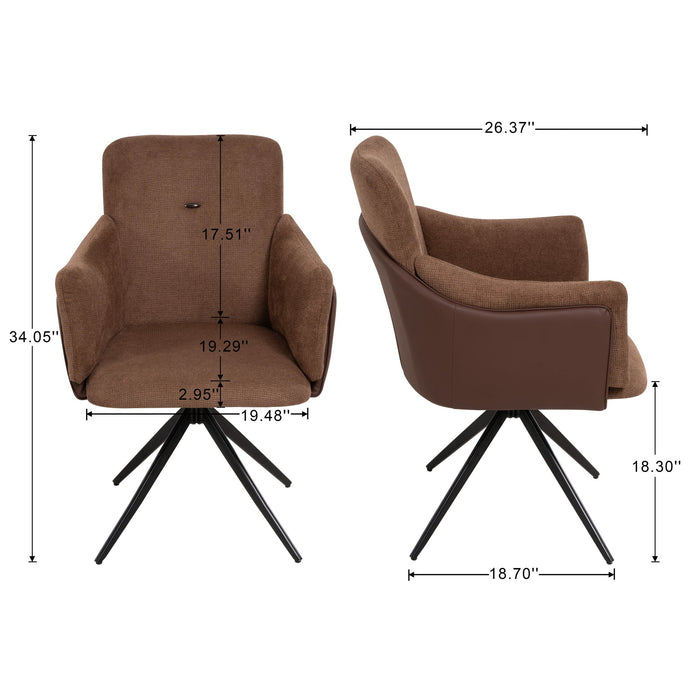 Set of two Giga swivel home office desk chairs with armrests, featuring adjustable height and comfortable cushioned seats.
