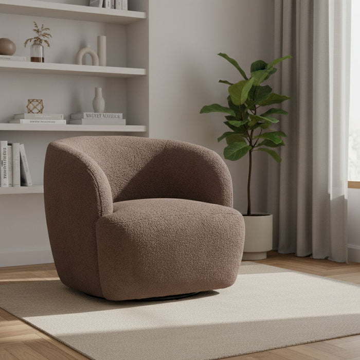 30" Modern Upholstered Swivel Arm Chair - Brown