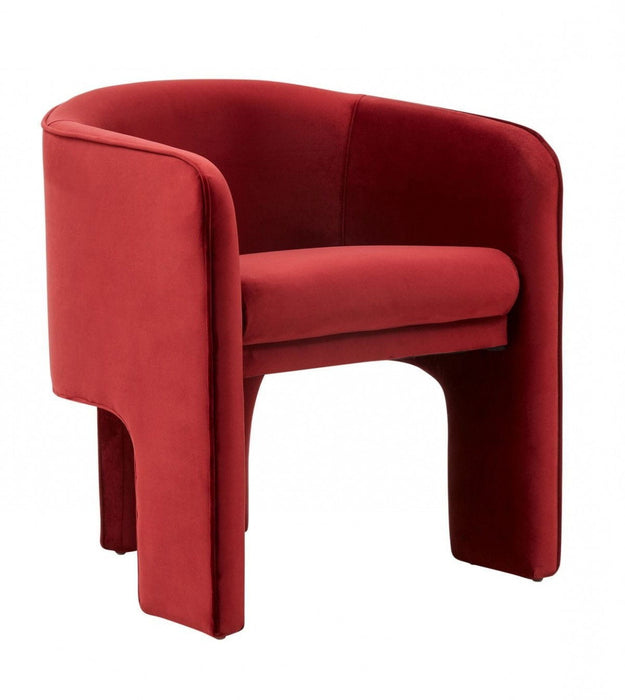 Contemporary Velvet Three Legged Chair - Dark Burnt Orange