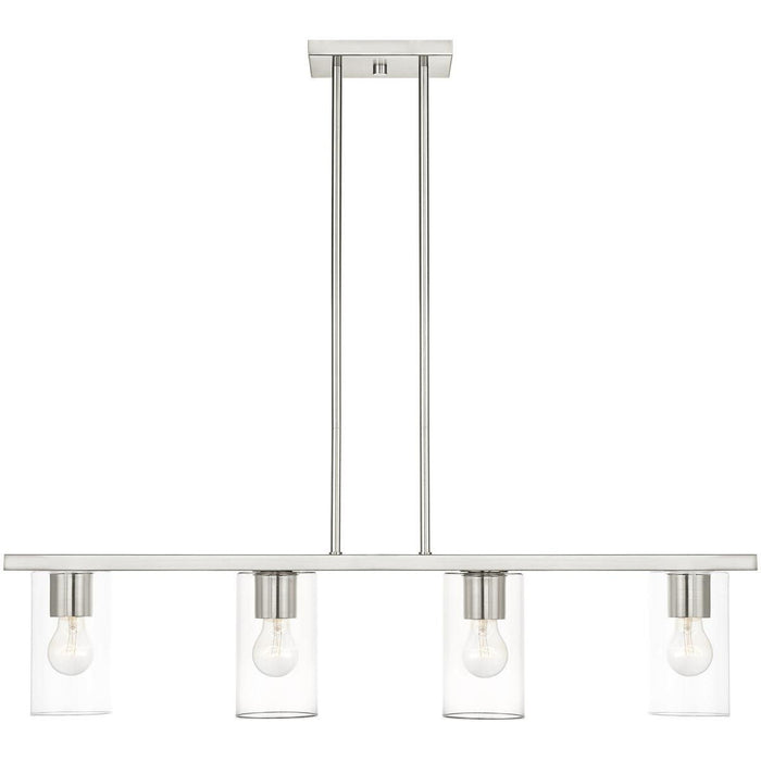 15'' Four Light Dimmable Chandelier With Shades - Nickel