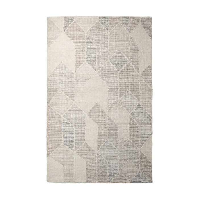 9' X 12' Wool Geometric Hand Woven Area Rug - Beige