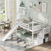 Giga twin over twin house bunk bed with convertible slide, staircase with storage, ideal for kids’ bedroom.