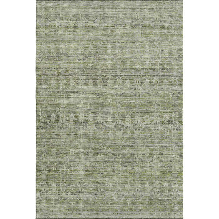 10' X 14' Striped Washable Area Rug With UV Protection (699969) - Green / Gray