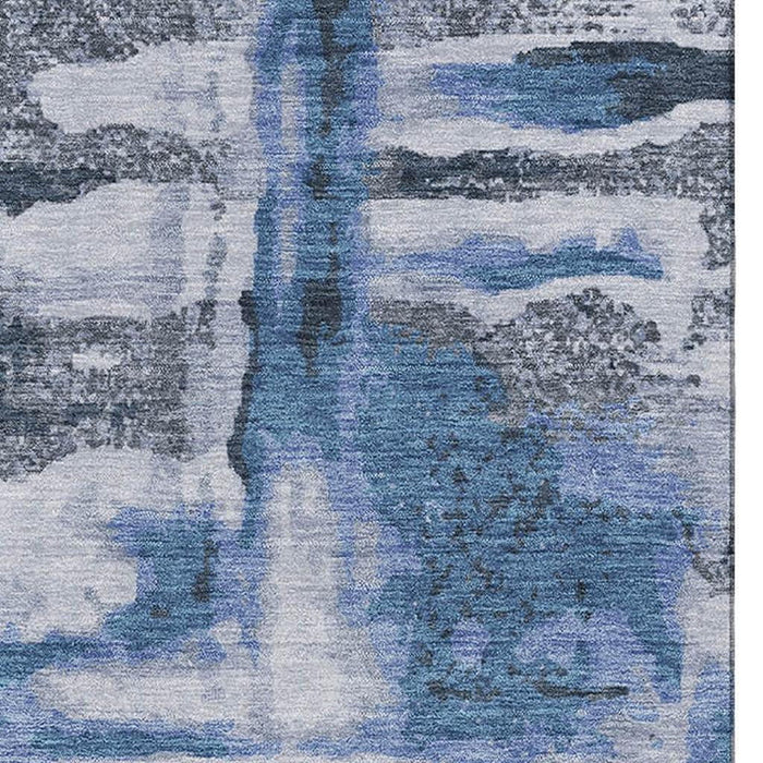 10' X 14' Abstract Washable Area Rug With UV Protection (714631) - Blue / Gray