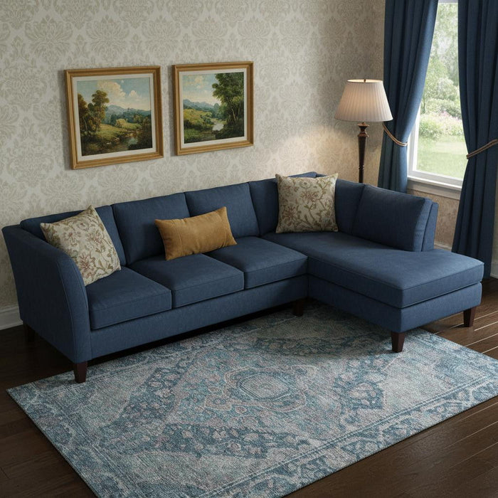 10' X 14' Oriental Washable Area Rug With UV Protection (700529) - Denim Blue / Gray