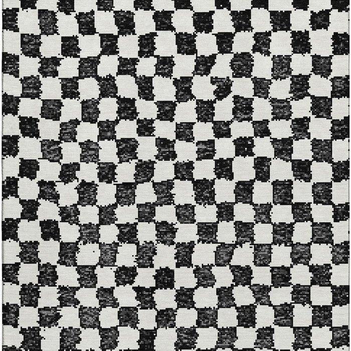 10' X 14' Geometric Washable Area Rug With UV Protection (709372) - Black / Ivory