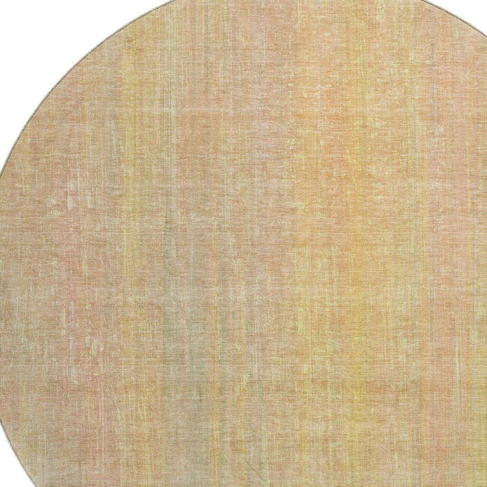 8' Striped Washable Round Rug With UV Protection (648727) - Blush / Gold