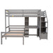 Giga loft bed with standalone bed, storage staircase, desk, shelves, and drawers in a modern bedroom setting