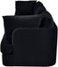 Meridian Furniture velvet upholstered 3-piece stationary sectional sofa with plush cushions and modern design.