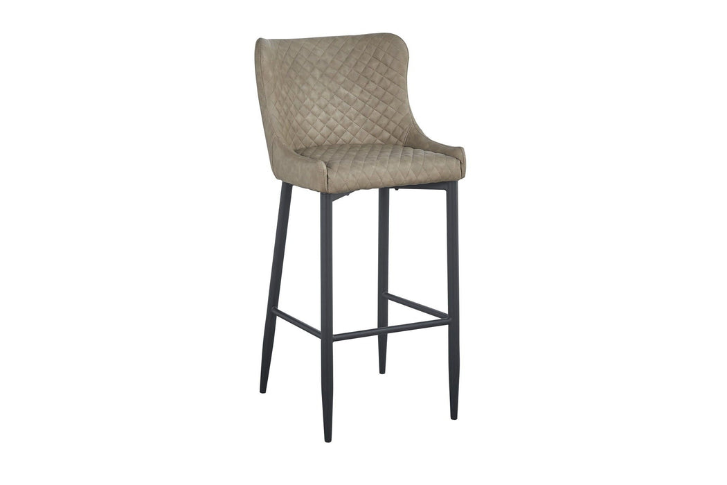 30" Faux Leather And Metal Low Back Height Bar Chairs (Set of 2) - Gray And Black
