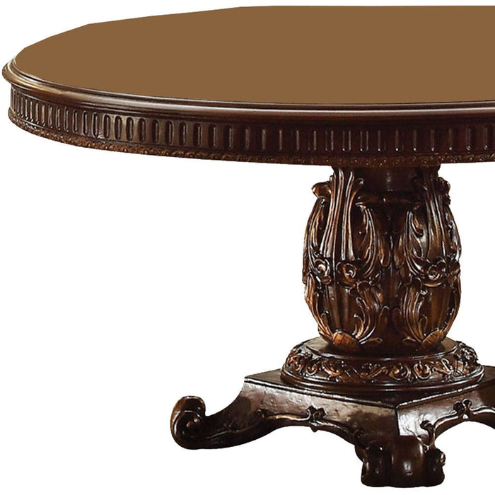 60" Solid Wood Pedestal Base Dining Table - Brown