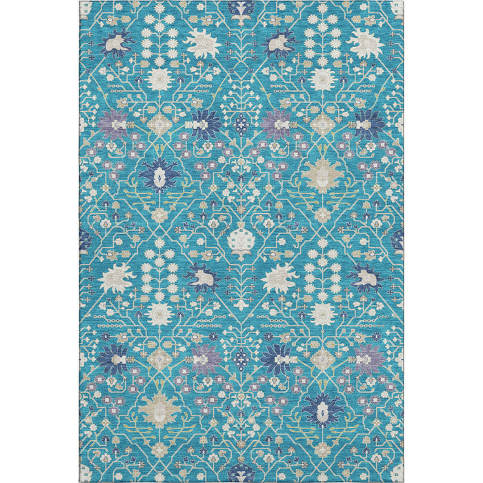 10' X 14' Oriental Washable Area Rug With UV Protection (679240) - Teal / Purple / Ivory