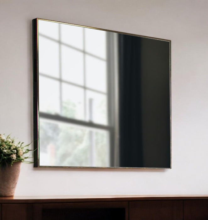 32" Square Metal Framed Accent Mirror - Gray