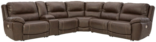 Dunleith Power Sectional 6-Piece reclining sectional sofa in chocolate fabric by Signature Design by Ashley®