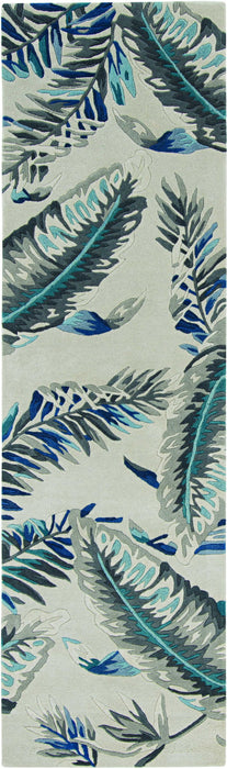 8' Round Wool Hand Tufted Area Rug - Blue And Gray