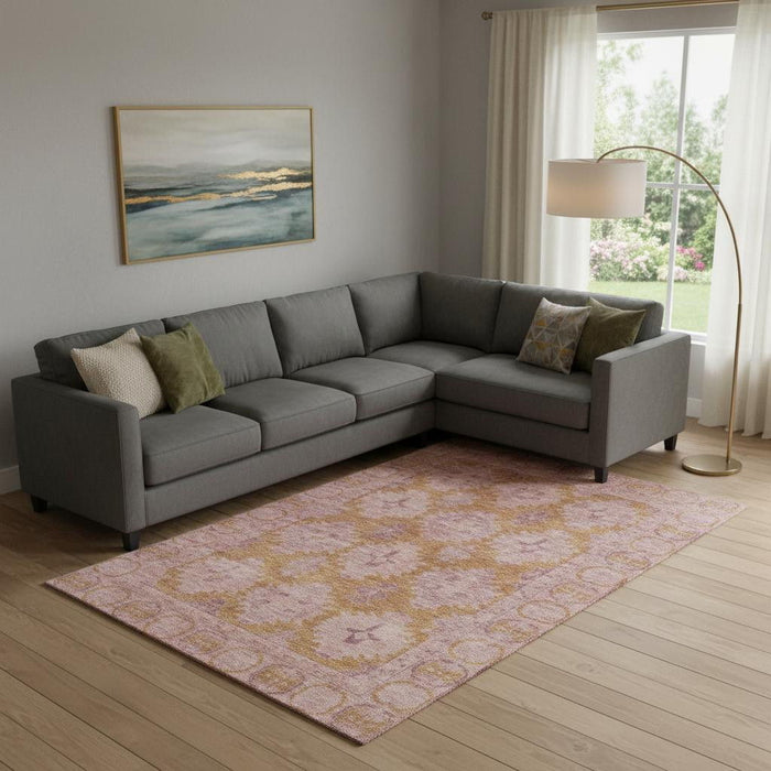 10' X 14' Oriental Washable Area Rug With UV Protection (700481) - Blush / Orange